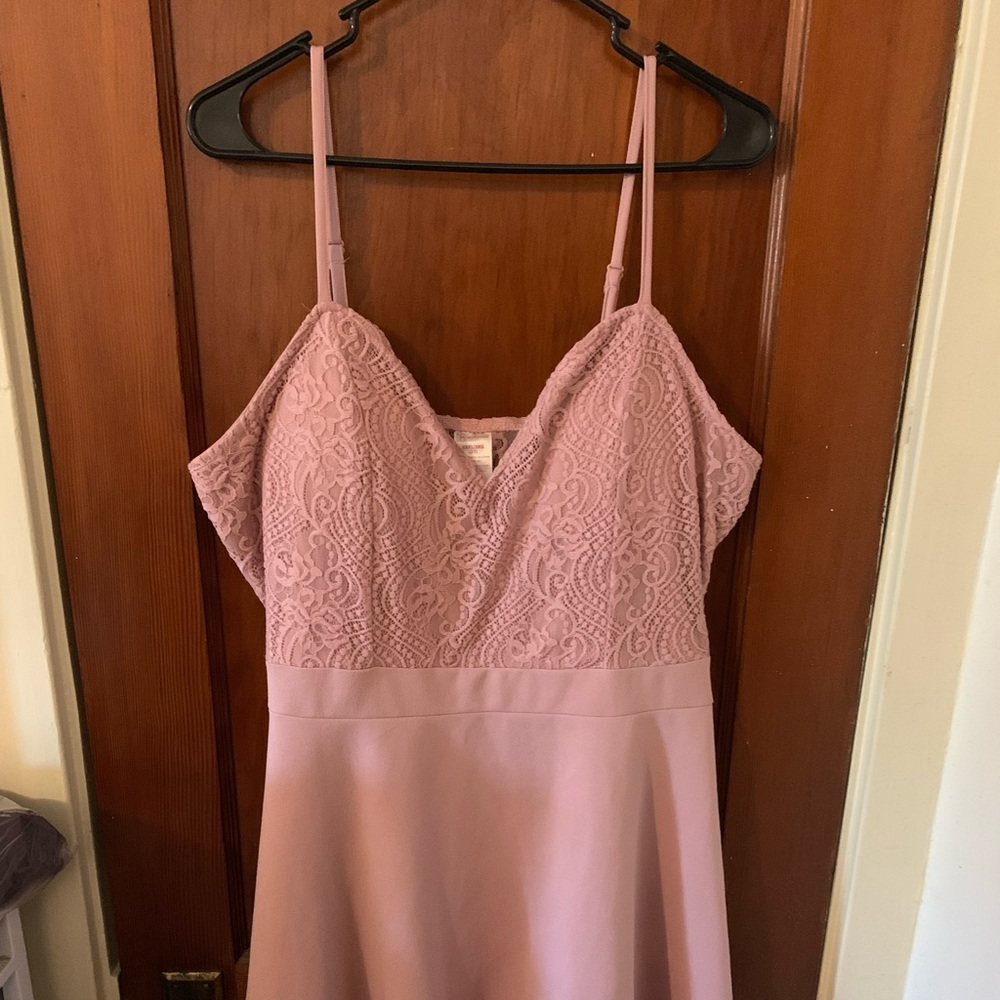 Plus size soft pink lace skater dress